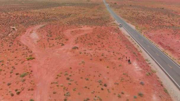 Estrada Para Vale Monumento Vista Aérea Drone — Vídeo de Stock