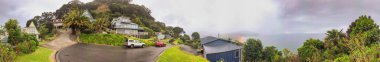 Tairua, Yeni Zelanda. Tepeden havadan panoramik görüntü.