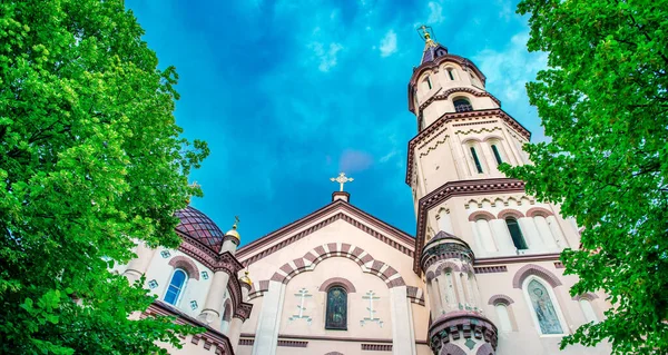 Église Saint Nicolas Coucher Soleil Vilnius Lituanie — Photo