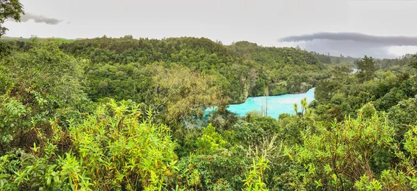 Panoramic View Huka Falls Green Vegetation New Zealand — Stock Photo, Image