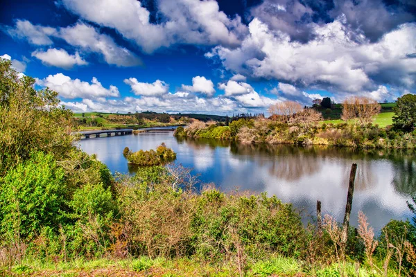 Lago Karapiro Hermoso Día Soleado Nueva Zelanda — Foto de Stock