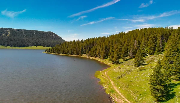 Vista Aérea Lago Reservatório Tensleep Wyoming Temporada Verão — Fotografia de Stock
