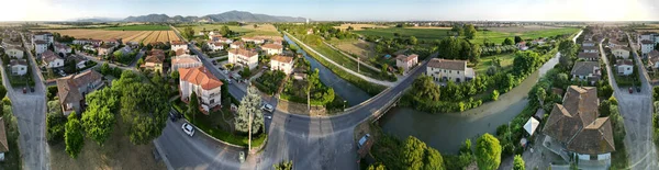 Toscane Campagne Ville Panoramique Vue Aérienne Coucher Soleil Été — Photo