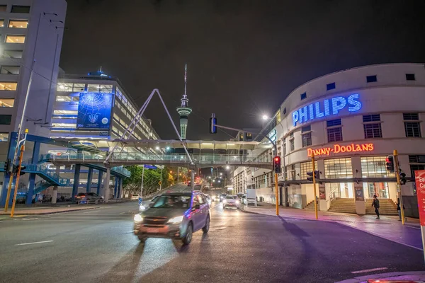 Auckland New Zealand August 2018 Night View City Streets Port — Stock Photo, Image