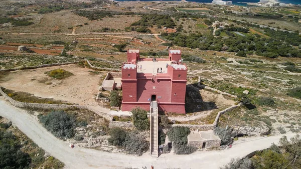 Amazing Drone Viewpoint Agatha Red Tower Malta — Stock Photo, Image