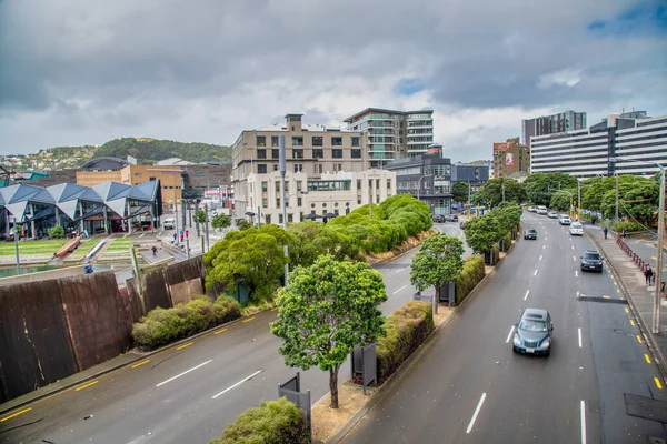 Wellington Zéland 2018 Szeptember Belváros Épületei Egy Felhős Napon — Stock Fotó