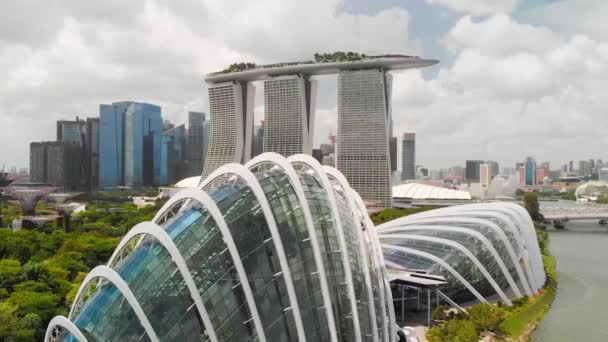 Singapore Hazi Ran 2020 Modern Marina Körfezi Bölgesinin Havadan Görünüşü — Stok video