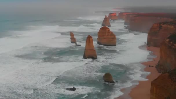 Twelve Apostles Coastline Great Ocean Road Victoria Australia View Drone — 图库视频影像