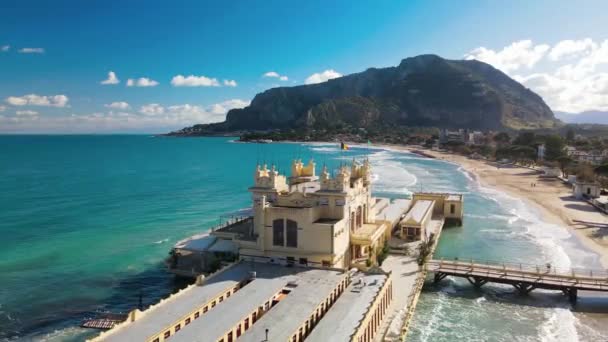Вид Воздуха Пляж Побережье Монделло Сицилии Италия — стоковое видео