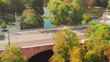 Nurnberg ortaçağ Alman kasabasının insansız hava aracından panoramik görüntüsü.