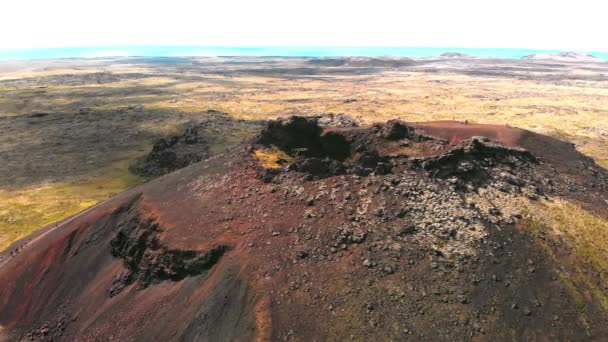 Saxholl Kráter Egy Híres Vulkán Izlandon Légi Kilátás Nyári Szezonban — Stock videók