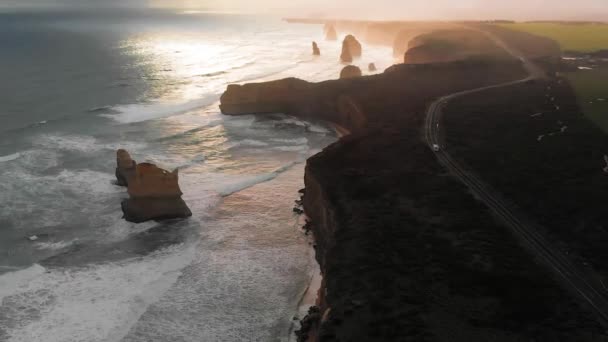 Дванадцять Апостолів Узбережжя Вздовж Великого Океанського Шляху Вікторія Австралія Вид — стокове відео