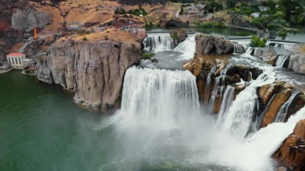 Shoshone Wasserfälle Idaho Luftaufnahme Von Der Drohne Usa — Stockvideo