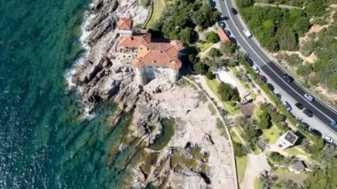 Livorno kıyı şeridinin muhteşem hava manzarası, Toskana. İHA 'dan Leghorn.