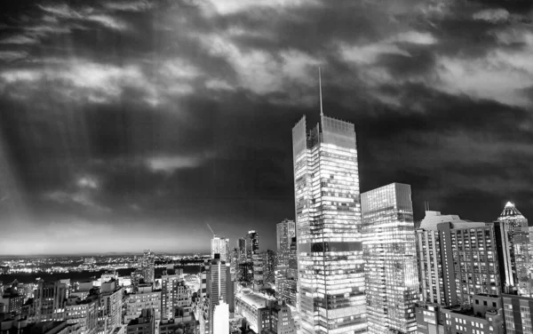 New York City Night Skyline Midtown Manhattan Aerial View City — Stock Photo, Image