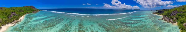 Flygfoto Över Anse Source Argent Beach Digue Seychellerna Afrika — Stockfoto