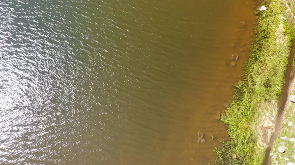 Aerial View Water Mountain Lake — ストック写真