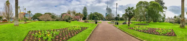 Auckland Panoramiczny 360 Stopni Widok Albert Park Pochmurny Dzień Nowa — Zdjęcie stockowe