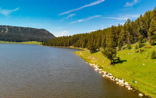 Vista Aérea Lago Reservatório Tensleep Wyoming Temporada Verão — Fotografia de Stock