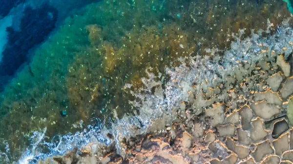 Gün Batımında Gozo Xwejni Körfezi Ndeki Tuz Tavaları Nın Hava — Stok fotoğraf