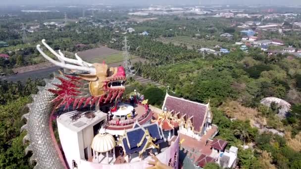 Nakhon Pathom Thailand December 2019 Amazing Aerial View Wat Samphran — Stockvideo