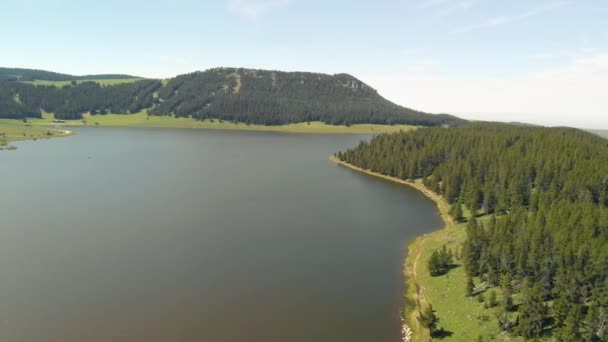 Flygfoto Över Tensleep Reservoir Lake Wyoming Sommarsäsong — Stockvideo