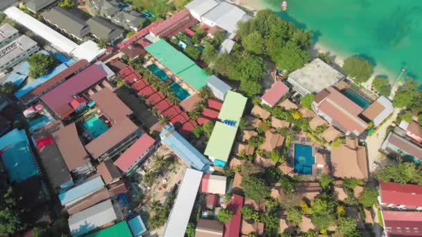 Νήσος Ντον Ταϊλάνδη Αεροφωτογραφία Των Όμορφων Ακτών Και Σπίτια Από — Αρχείο Βίντεο