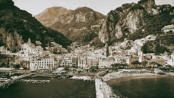 Amalfi Włochy Czerwca 2021 Panoramiczny Widok Lotu Ptaka Wybrzeże Amalfi — Zdjęcie stockowe