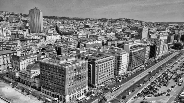 Naples Itálie Června 2021 Letecký Pohled Městský Přístav Dronu Letícího — Stock fotografie