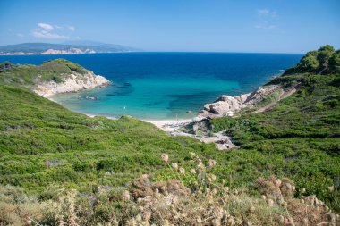 Yunanistan 'ın Skiathos kentindeki Krifi Ammos Plajı.