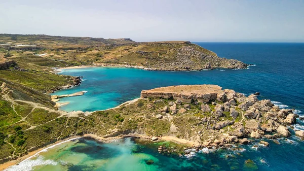 Vista Aérea Paradise Bay Desde Dron Malta —  Fotos de Stock