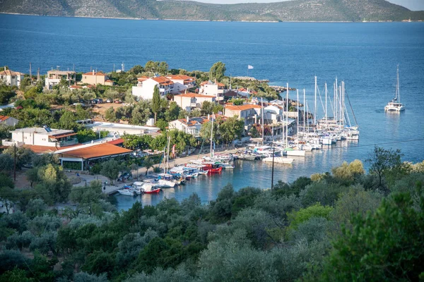 Steni Vala Limanının Hava Gün Batımı Manzarası Yunanistan Alonissos Kentindeki — Stok fotoğraf