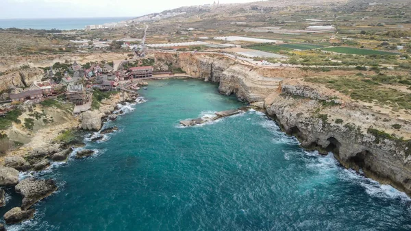 Malta Mellieha Daki Anchor Körfezi Nin Havadan Görüntüsü — Stok fotoğraf