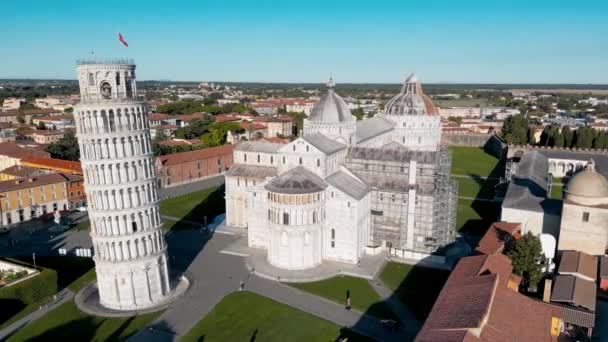 Amazing Panoramic Aerial View Pisa Main Landmarks Tuscany Field Miracles — Αρχείο Βίντεο