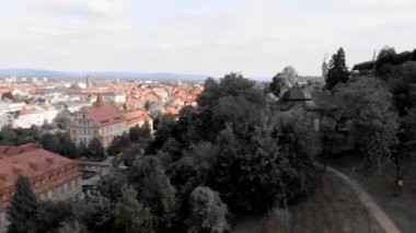 Bamberg Michaelsberg Abbey, Almanya 'da yaz mevsiminde. İnsansız hava aracından görüntüle.