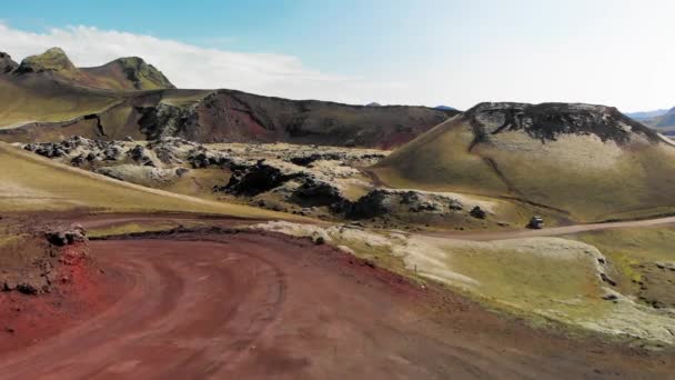 Famosa Paisagem Islandesa Terras Altas Landmannalaugar Islândia Campos Lava Verde — Vídeo de Stock