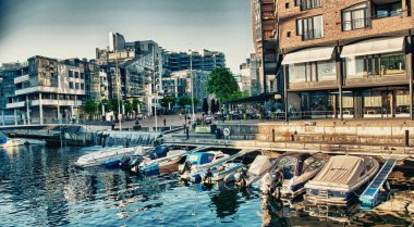 OSLO - 4 Haziran: Oslo Limanı 'nda tekneler, 4 Haziran 2010, Oslo. Liman ülkenin en büyük kargo limanıdır..