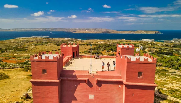 Amazing Drone Viewpoint Agatha Red Tower Malta — Stockfoto