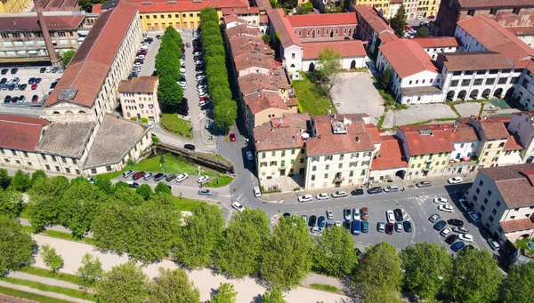 Flygfoto Över Lucca Stadsbild Vårsäsongen Toscana Italien — Stockfoto