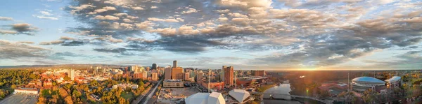 Sonnenuntergang Über Adelaide Südaustralien Panorama Luftaufnahme Aus Der Drohne — Stockfoto