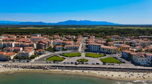 Úžasný Letecký Výhled Pobřeží Marina Pisa Toskánsku Italské Pobřeží Vzduchu — Stock fotografie