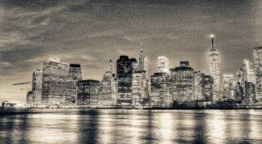Manhattan 'ın binaları. New York silüeti.