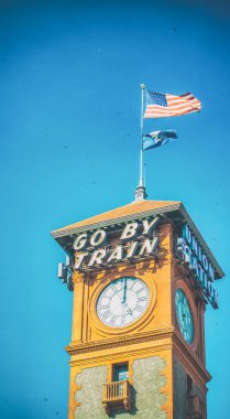 PORTLAND, OR - AUGUST 21, 2017: Union Station building top in Portland Oregon