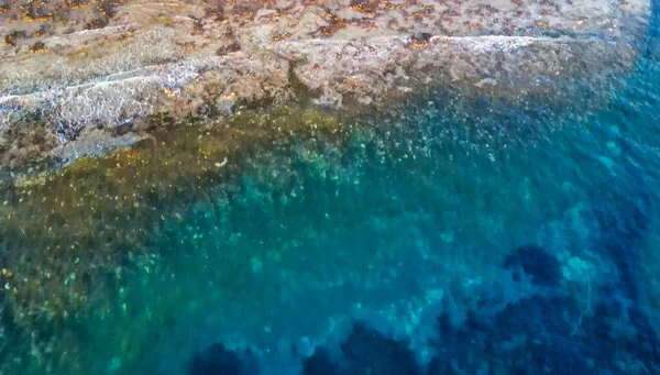 Αεροφωτογραφία Του Γαλάζιου Ωκεανού Στο Ηλιοβασίλεμα — Φωτογραφία Αρχείου