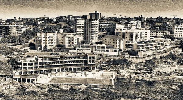 Vista Aérea Incrível Paisagem Bondi Beach Sydney Austrália Miradouro Drones — Fotografia de Stock