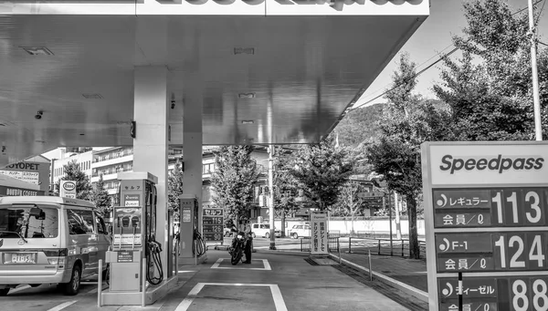 Kyoto Japão Maio 2016 Posto Gasolina Esso Com Cores Azuis — Fotografia de Stock