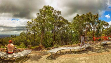 Adelaide, Australia - September 16, 2018: Tourists visit Mount Lofty on a beautiful sunny day. clipart