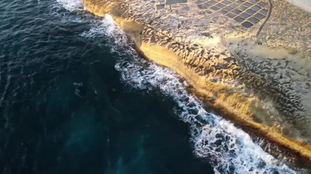 Sonnenuntergang Aus Der Luft Salinen Zebbug Gozo — Stockvideo