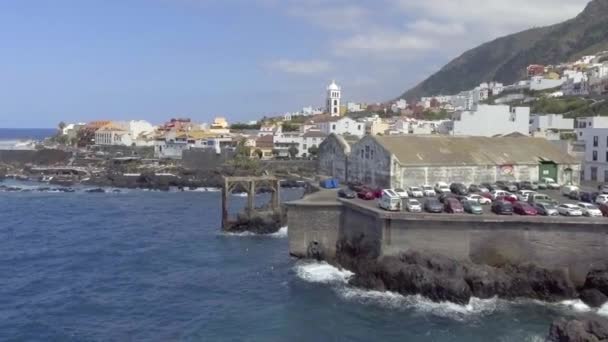 Vista Aérea Las Piscinas Costas Garachico Día Verano Tenerife Islas — Vídeos de Stock