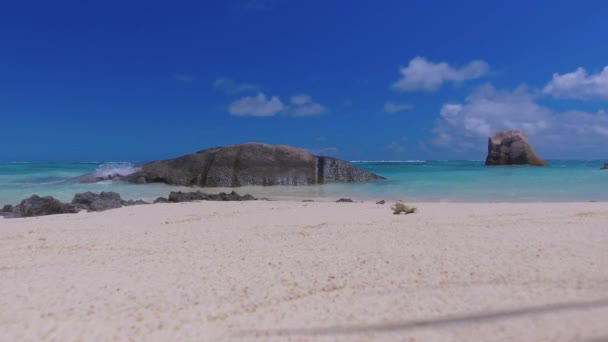 Anse Source Argent Digue Increíble Vista Aérea Desde Dron Hermoso — Vídeo de stock